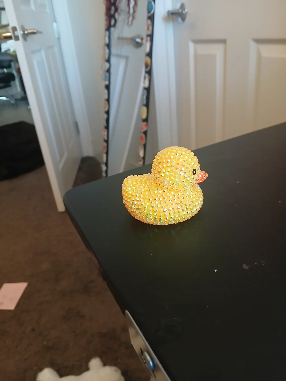 Yellow Rhinestone Rubber Duck Plush Accent for Small Pets